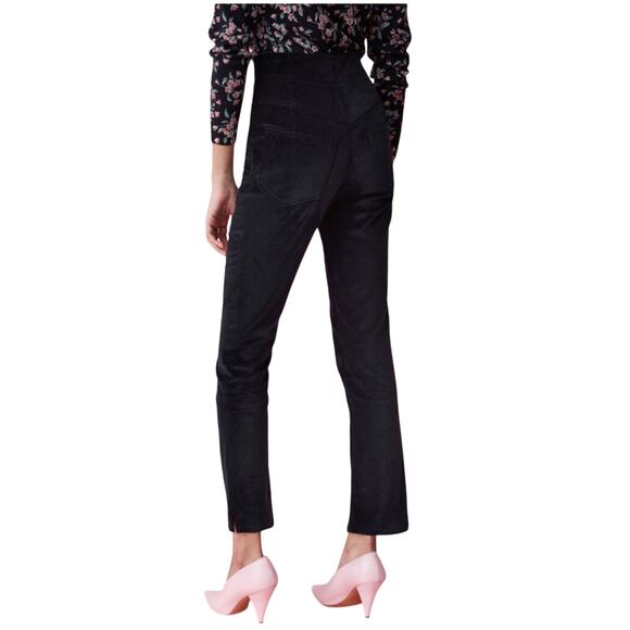 NEW Rebecca Taylor Velveteen Pants Black Velvet High Waisted Straight Leg Size 6 - Picture 4 of 10